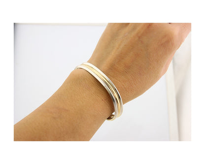 Navajo Bracelet 925 Silver & 12K Gold Cuff Artist Signed TAHE C.80's