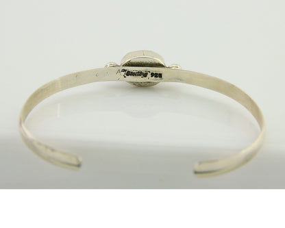 Navajo Cuff Bracelet Spiderweb Turquoise 925 Silver Native American Artist C.80s