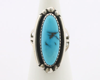 Navajo Ring .925 Silver Sleeping Beauty Turquoise Signed SkyStone Creations C80s