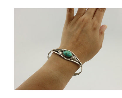 Navajo Bracelet 925 Silver Spiderweb Turquoise Native American Artist C.80's