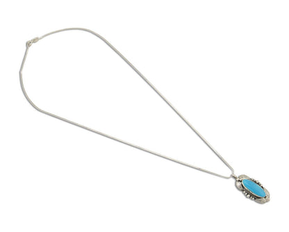 Navajo Necklace 925 Silver Natural Turquoise Artist Signed Circle JW C80s