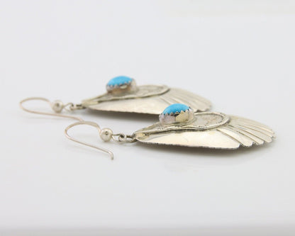 Navajo Earrings 925 Silver Turquoise Artist Signed Dean Brown C.80's