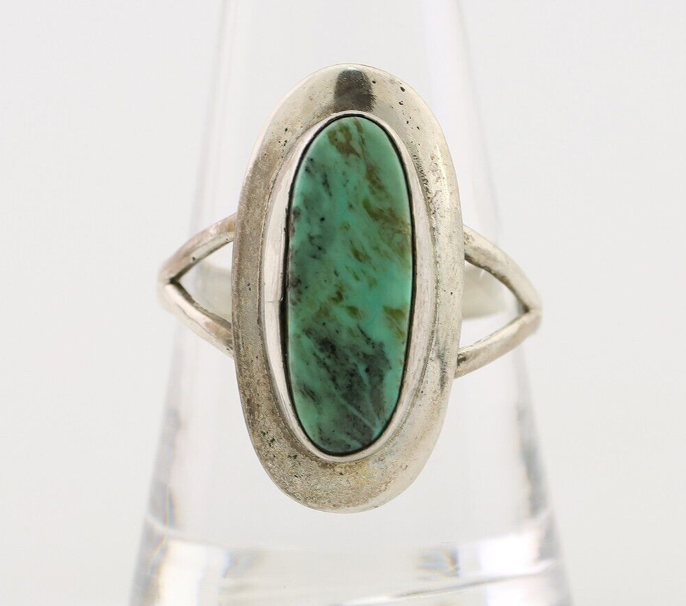 Navajo Handmade Ring 925 Silver Blue Turquoise Artist Signed Kachina C.80's