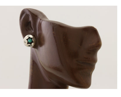 Navajo Handmade Earrings 925 Silver Natural Turquoise Native Artist C.80's