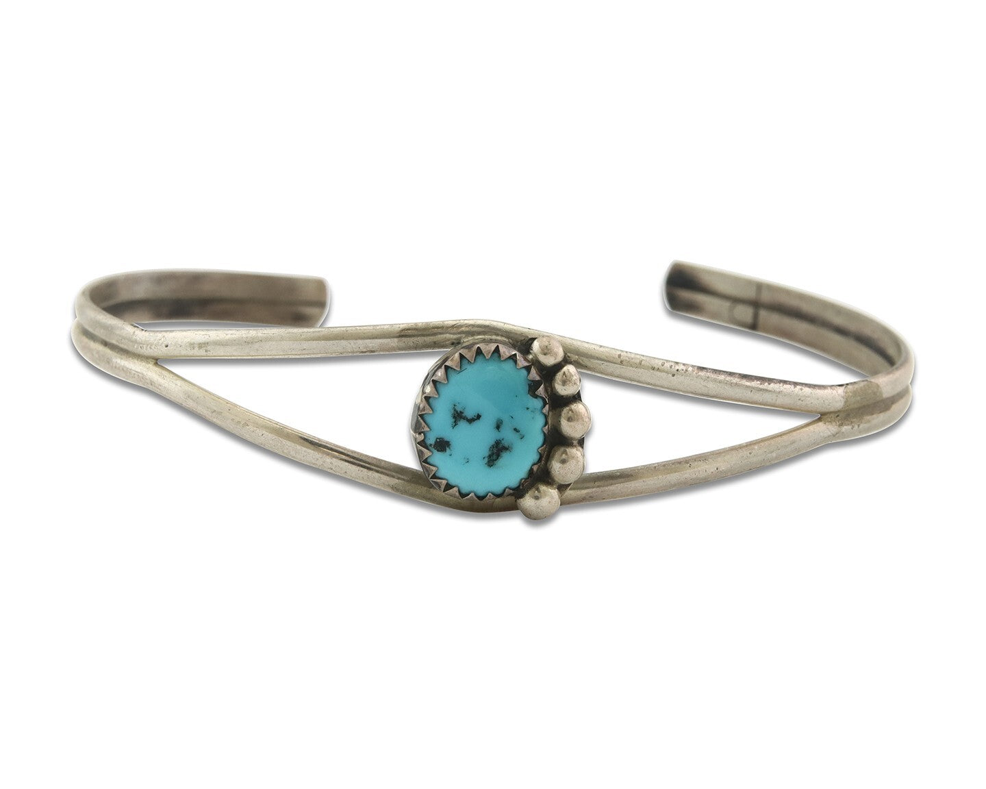 Vintage Navajo Bracelet 925 Silver Blue Turquoise Handmade Signed P