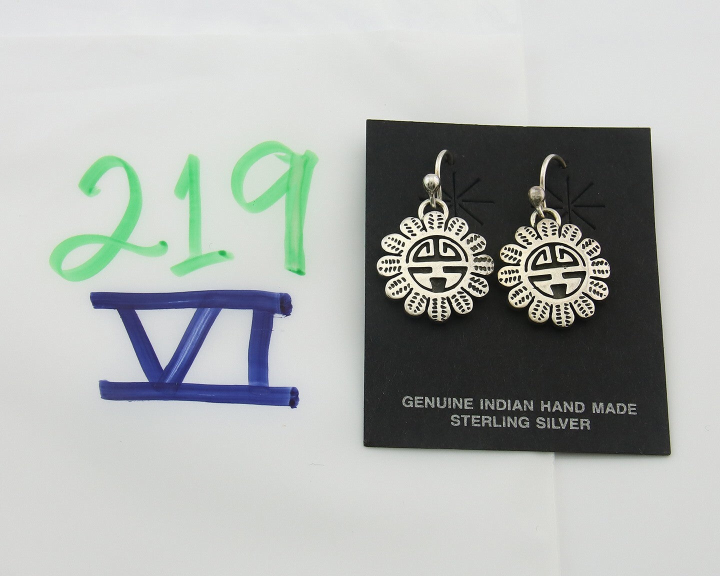 Navajo Tiwa Sun Earrings Sterling Silver Dangle Vintage Authentic
