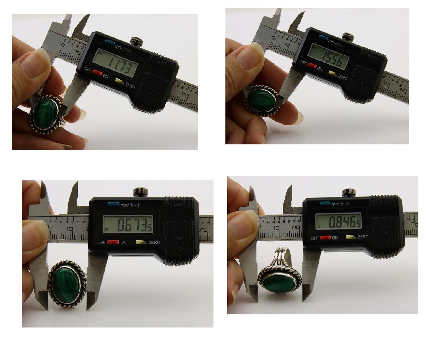 Navajo Ring 925 Silver Natural Malachite Native American Artist C.80's