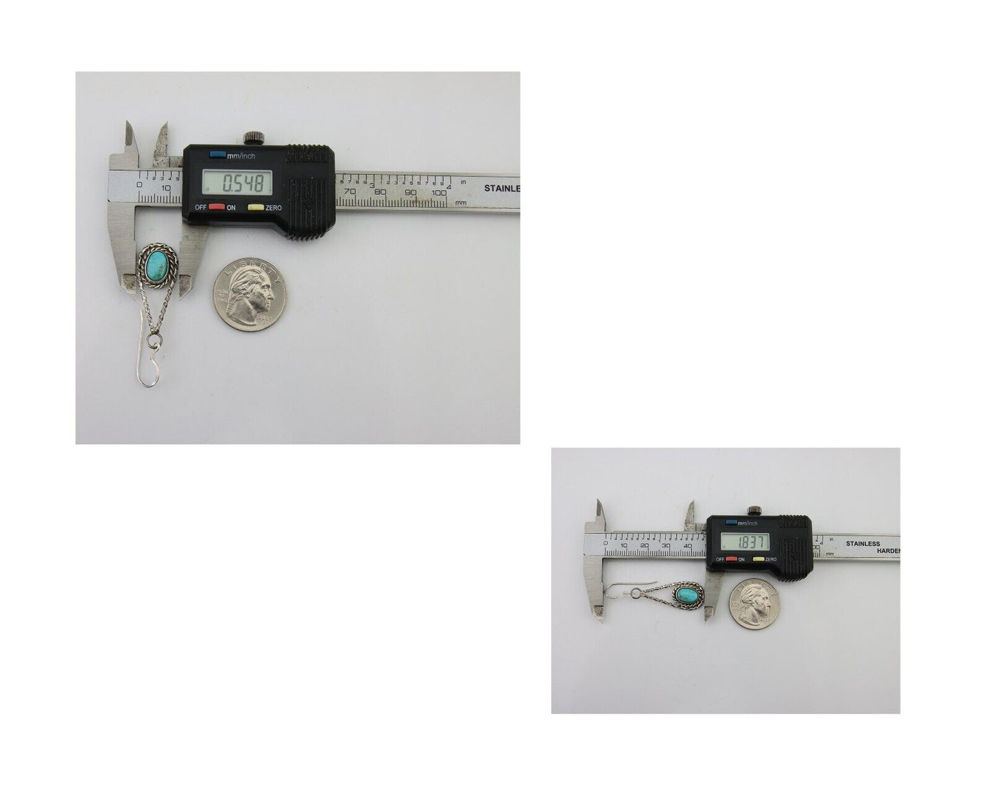 Navajo Dangle Earrings 925 Silver Natural Blue Turquoise Native Artist C.80's