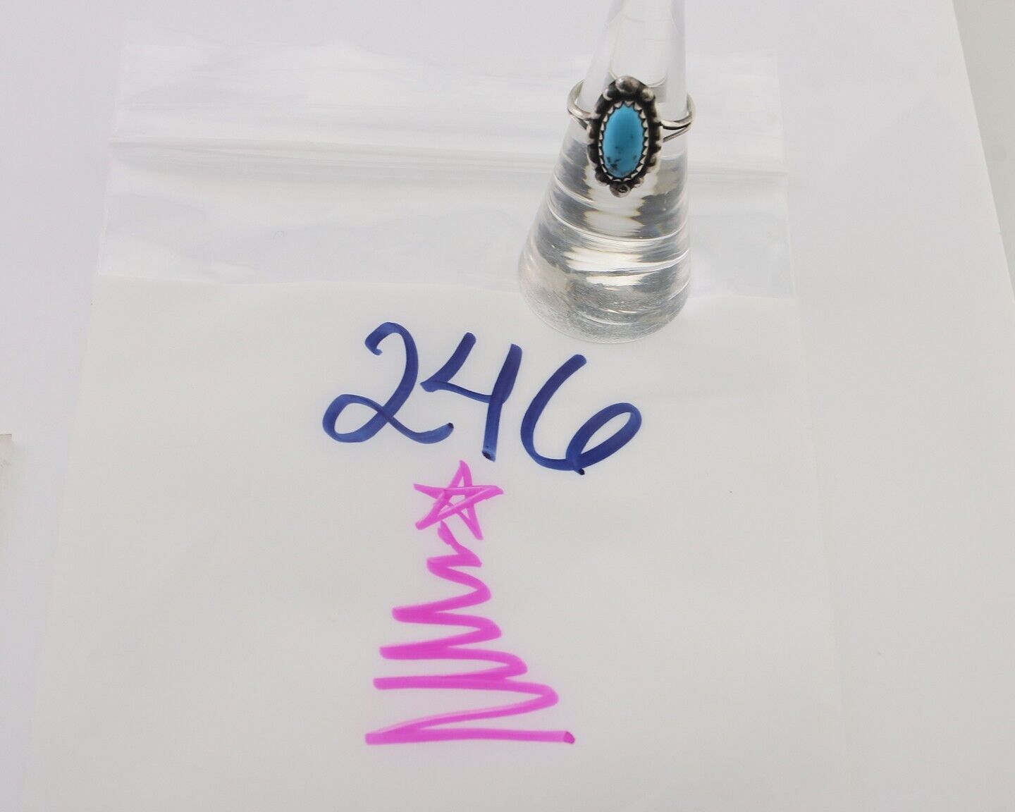 Navajo Ring 925 Silver Sleeping Beauty Turquoise Artist Signed SC C.80's