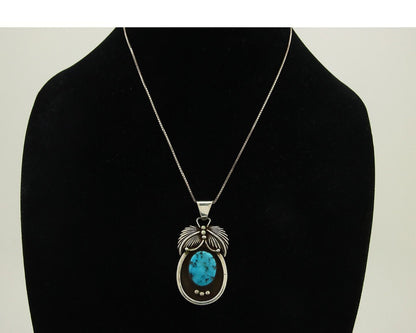 Navajo Necklace 925 Silver Natural Blue Turquoise Native American Artist C.80's