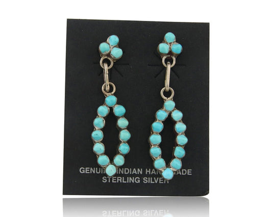 Navajo Earrings 925 Silver Natural Turquoise Native American Artist C.80's