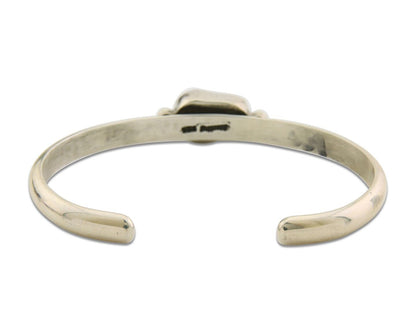 Navajo Bracelet .925 Silver Mediterranean Red Coral Cuff Native Artist C.80's