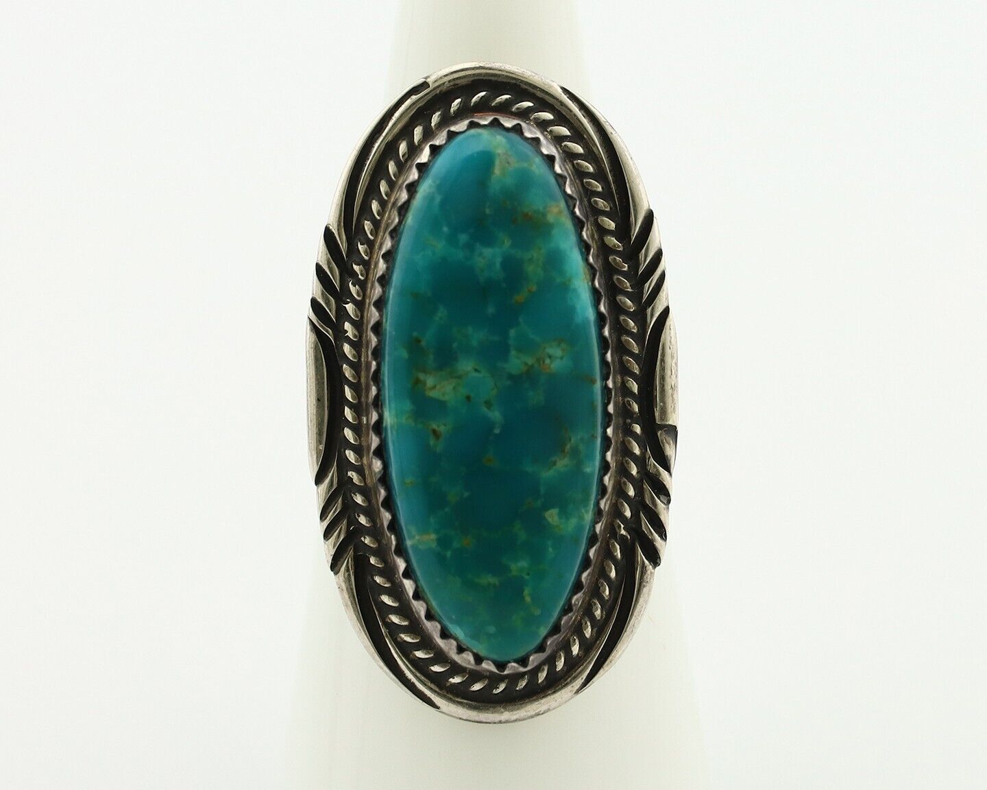 Navajo Ring 925 Silver Natural Blue Turquoise Artist Signed M Begay C.80's
