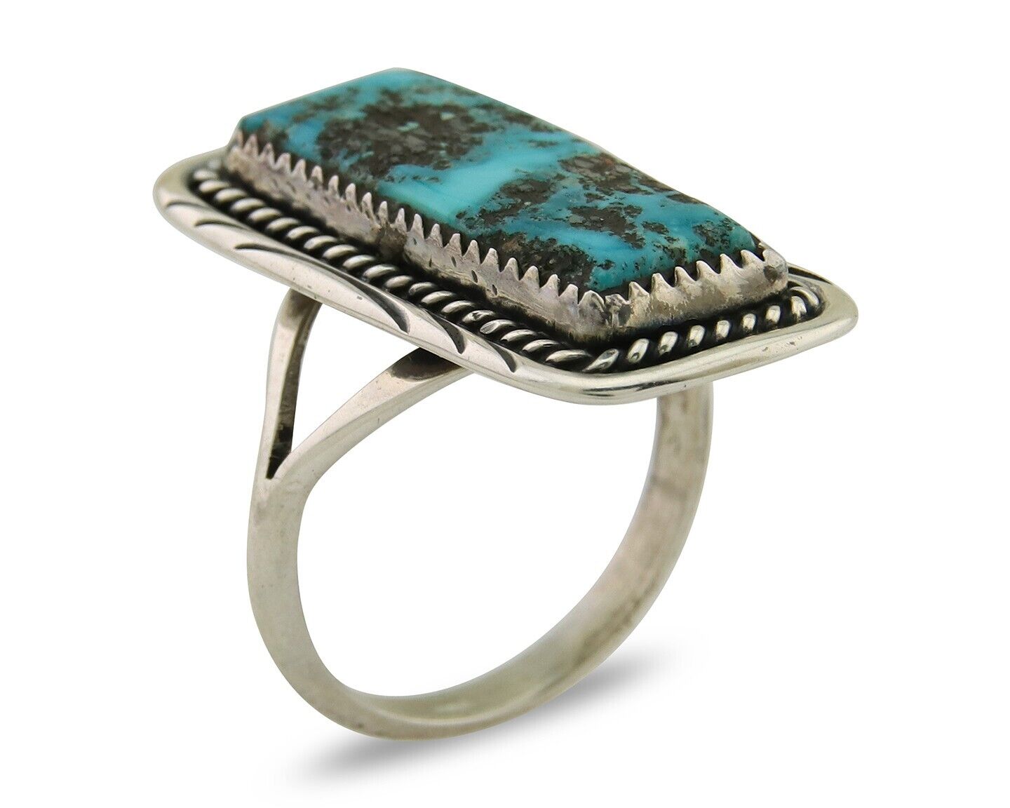 Navajo Ring .925 Sterling Silver Turquoise Artist Signed Mm C.80's