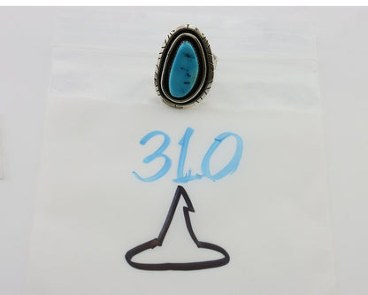 Navajo Ring 925 Silver Turquoise Native American Artist C.80's