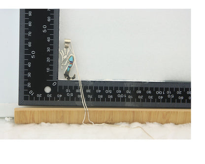 Navajo Kokopelli Necklace Sterling Silver Natural Gemstone Vintage Signed Paw