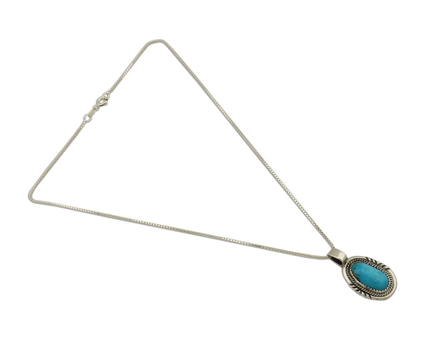 Navajo Necklace 925 Silver Kingman Turquoise Signed Anna Begay C.80's