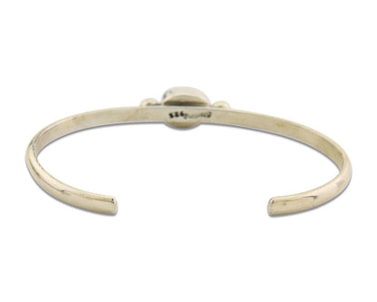 Navajo Bracelet .925 Silver Natural Red Coral Cuff Native American Artist C.80's