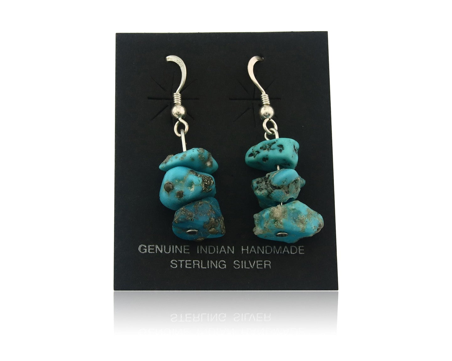 Navajo Earrings Sterling Silver Turquoise Dangle Vintage Authentic