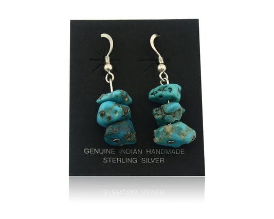Navajo Earrings Sterling Silver Turquoise Dangle Vintage Authentic