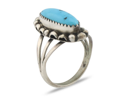Navajo Ring .925 Silver Sleeping Beauty Turquoise Signed SkyStone Creations C80s