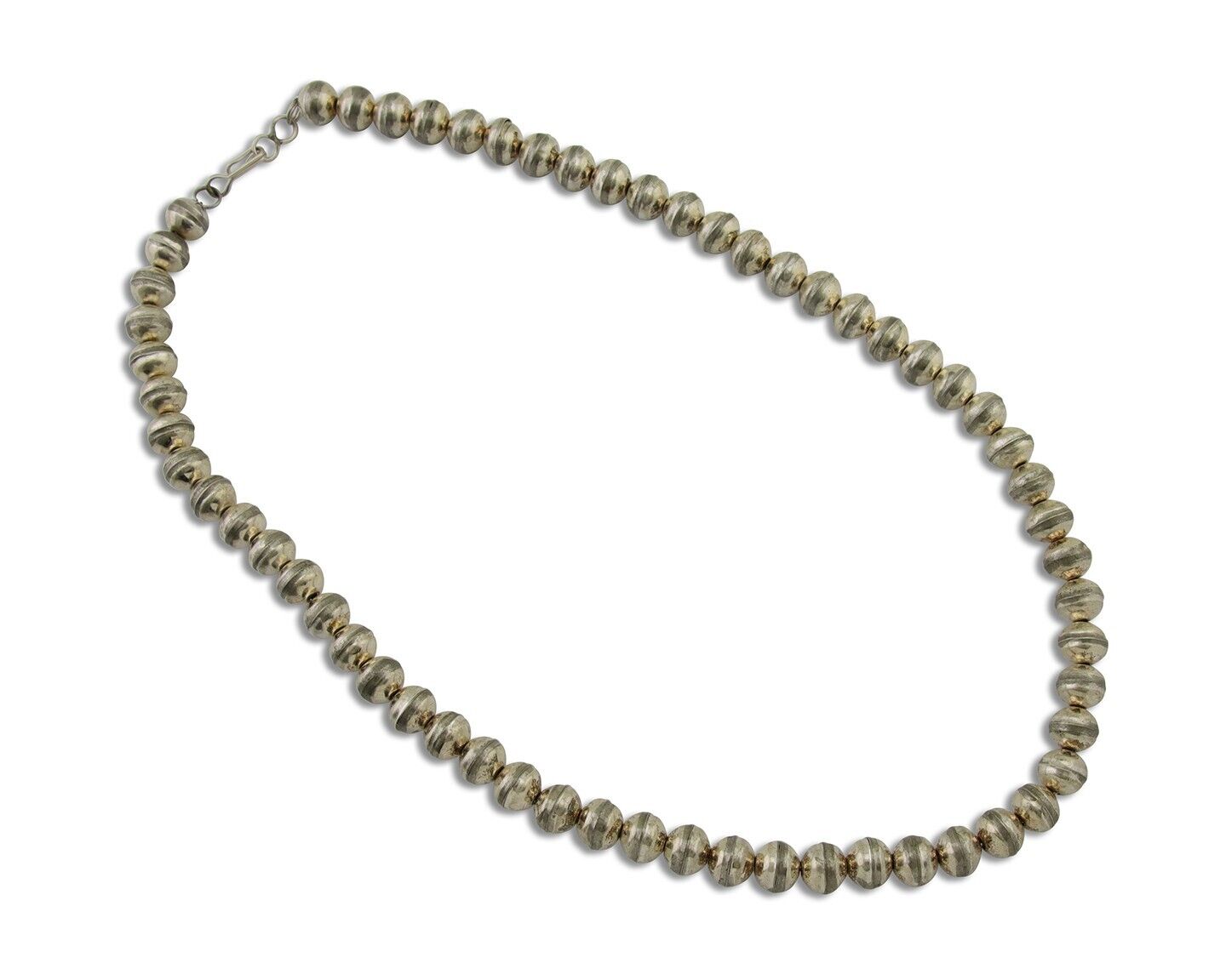 Navajo Bead Necklace 925 Silver Turquoise Native American Artist C.80's