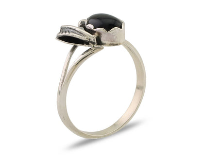 Navajo Handmade Ring 925 Silver Natural Onyx Native Artist Size 5.0 C.80's
