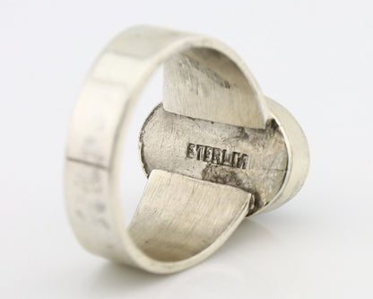 Zuni Inlaid Ring 925 Silver Mixed Natural Gemstones Native American Artist C.80s