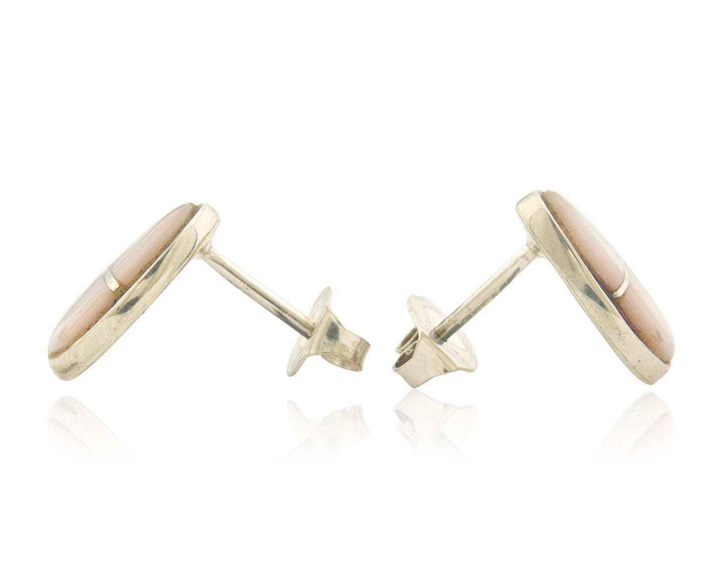 Navajo Earrings 925 Silver Pink Mussel Native American Artist C.80's