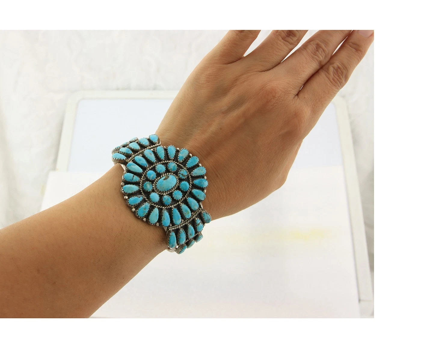 Navajo Cuff Bracelet Sterling Silver Authentic Turquoise Signed Ben Boyd