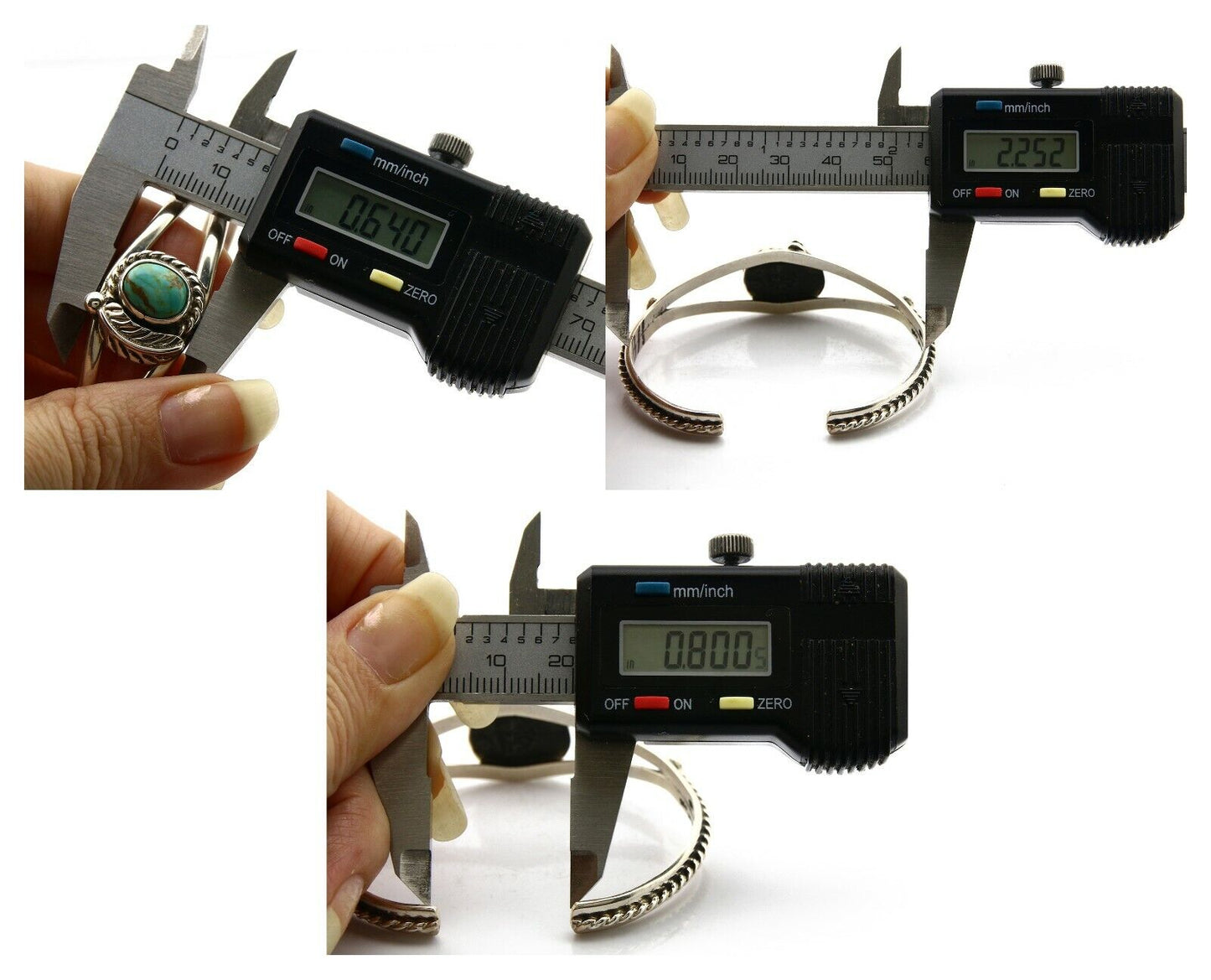 Navajo Bracelet .925 Silver Turquoise Mountain Signed Calvin Peterson C.80's