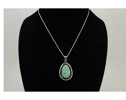 Navajo Necklace 925 Silver Spiderweb Kingman Turquoise Signed C Montoya C.80's