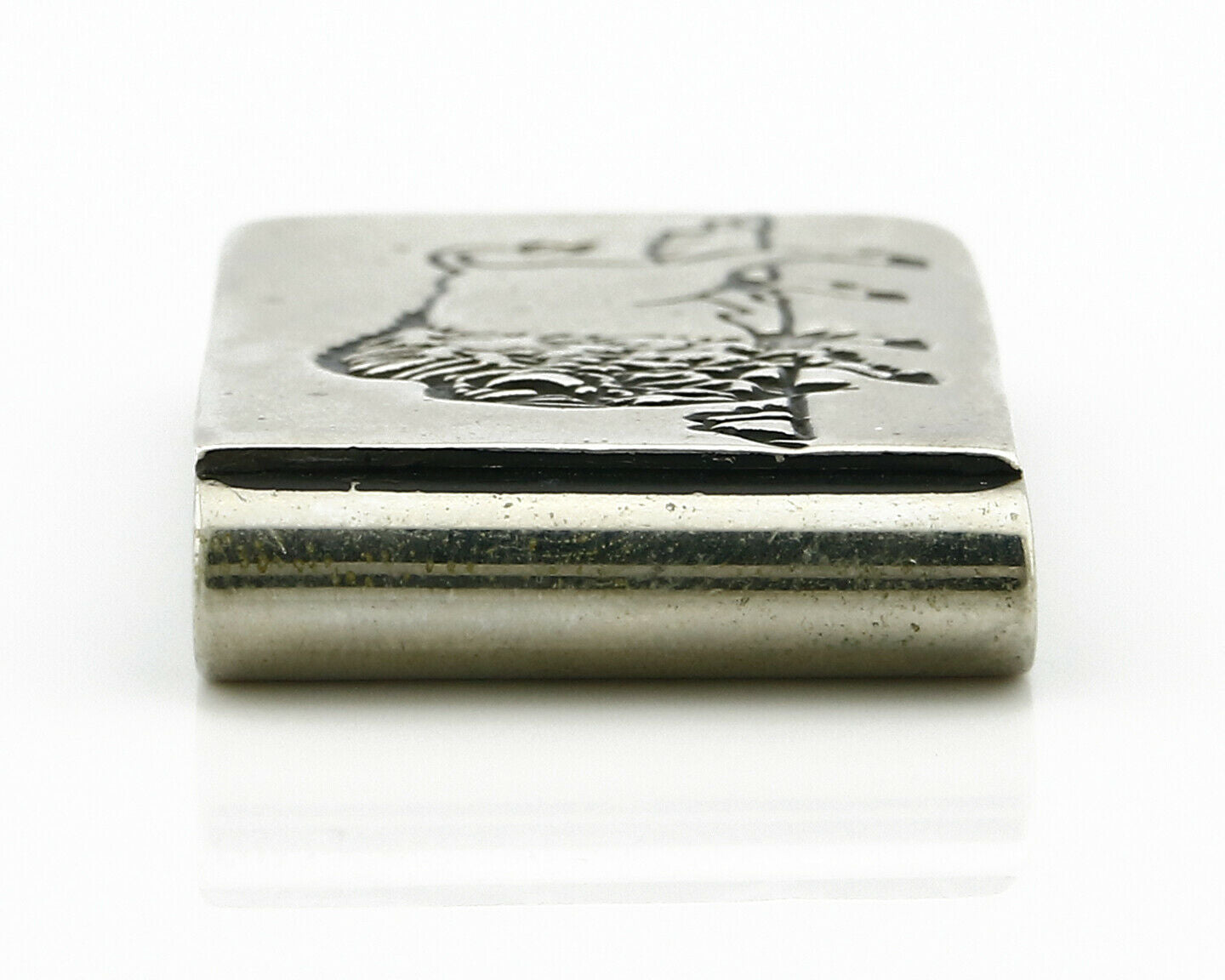 Navajo Money Clip .925 Silver & Nickle Hand Stamped Artist Native C.80's-90's