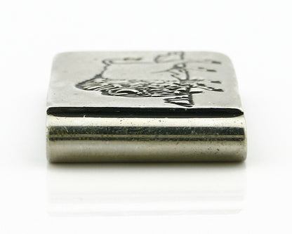 Navajo Money Clip .925 Silver & Nickle Hand Stamped Artist Native C.80's-90's