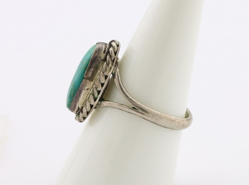 Navajo Ring 925 Silver Blue Turquoise Native American Artist C.80's