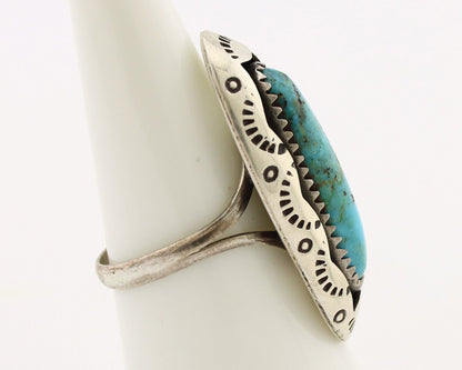 Navajo Ring 925 Silver Natural Kingman Turquoise Native American Artist C.80's