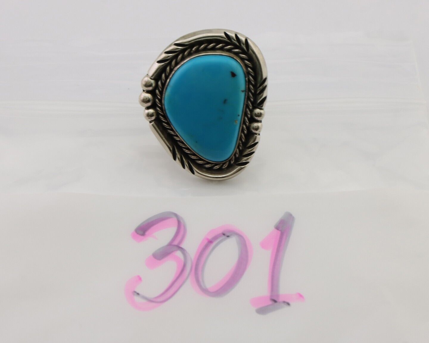 Navajo Handmade Ring 925 Silver Natural Turquoise Artist Signed Ben S C.80's