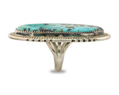 Navajo Ring 925 Sterling Turquoise Signed Begay C.80's Size 7.5