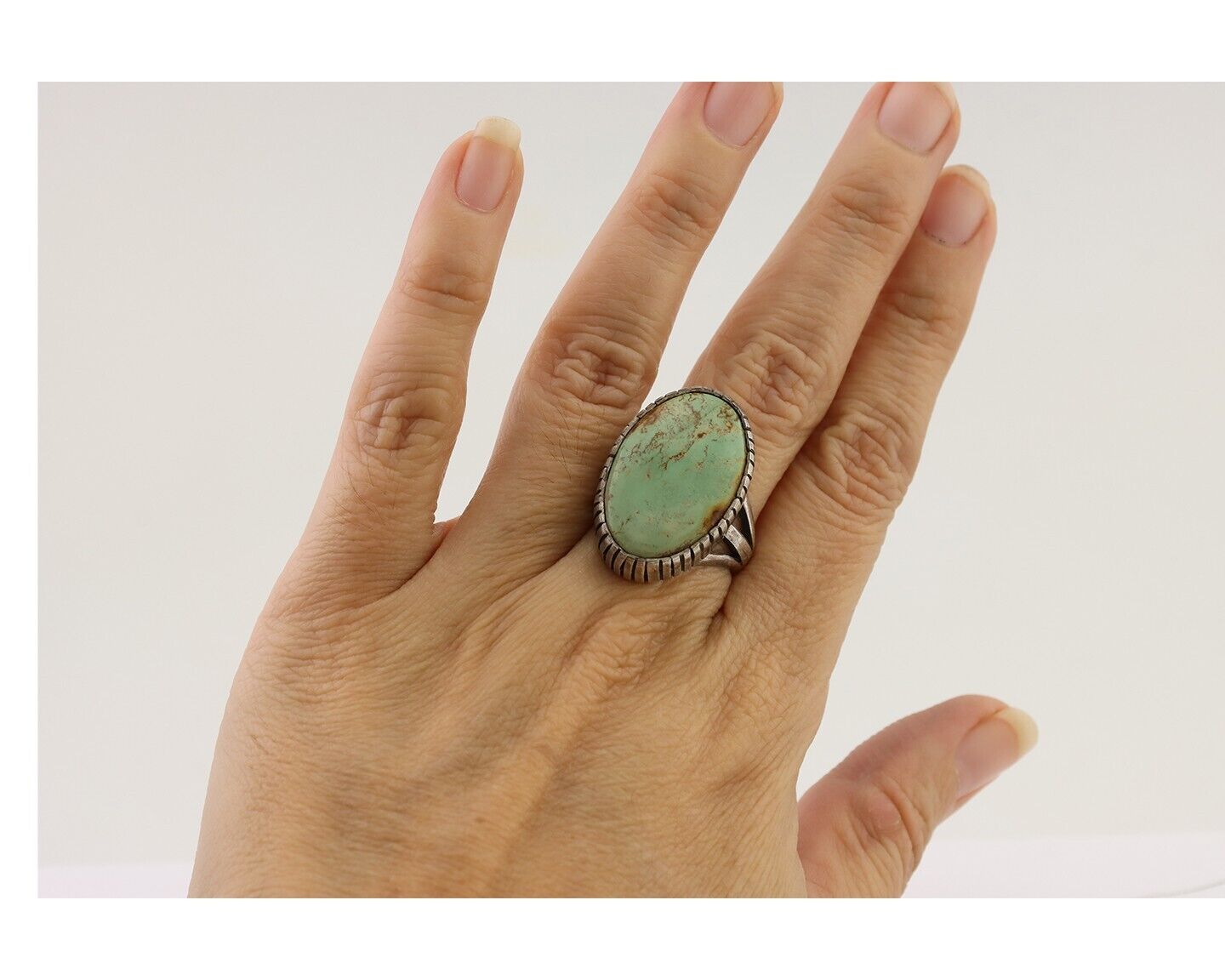 Navajo Handmade Ring 925 Silver Turquoise Signed Native American C.80's