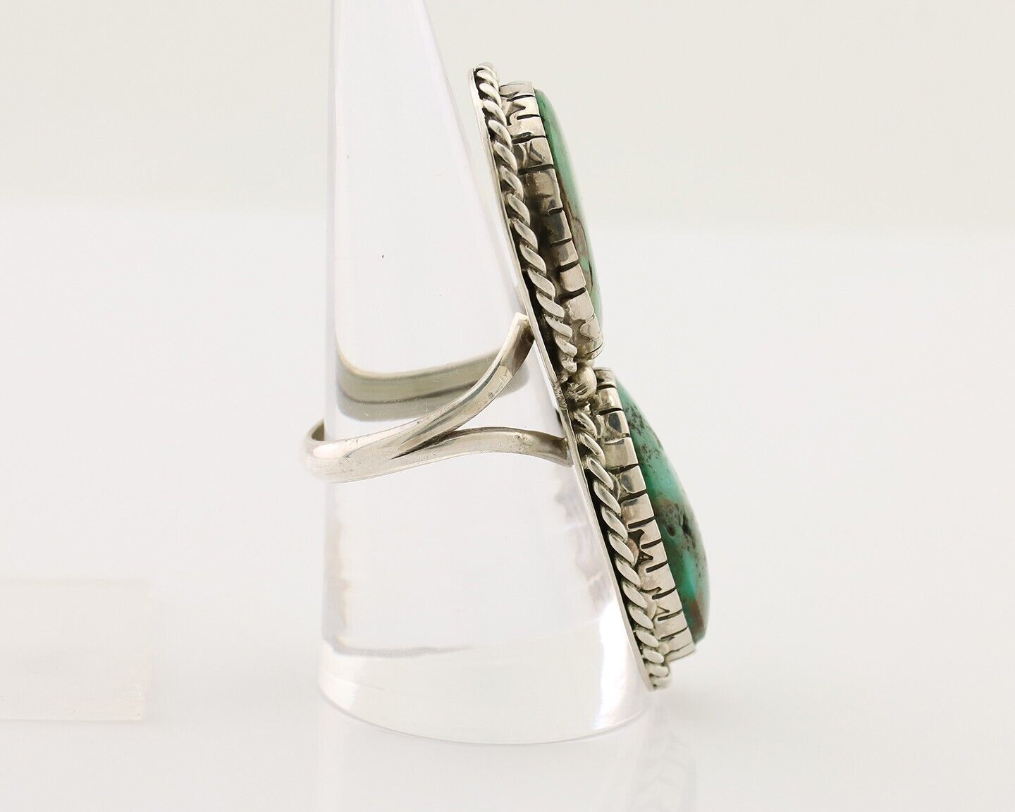 Navajo Handmade Ring 925 Silver Natural Tuquoise Artist Signed BY C.80's