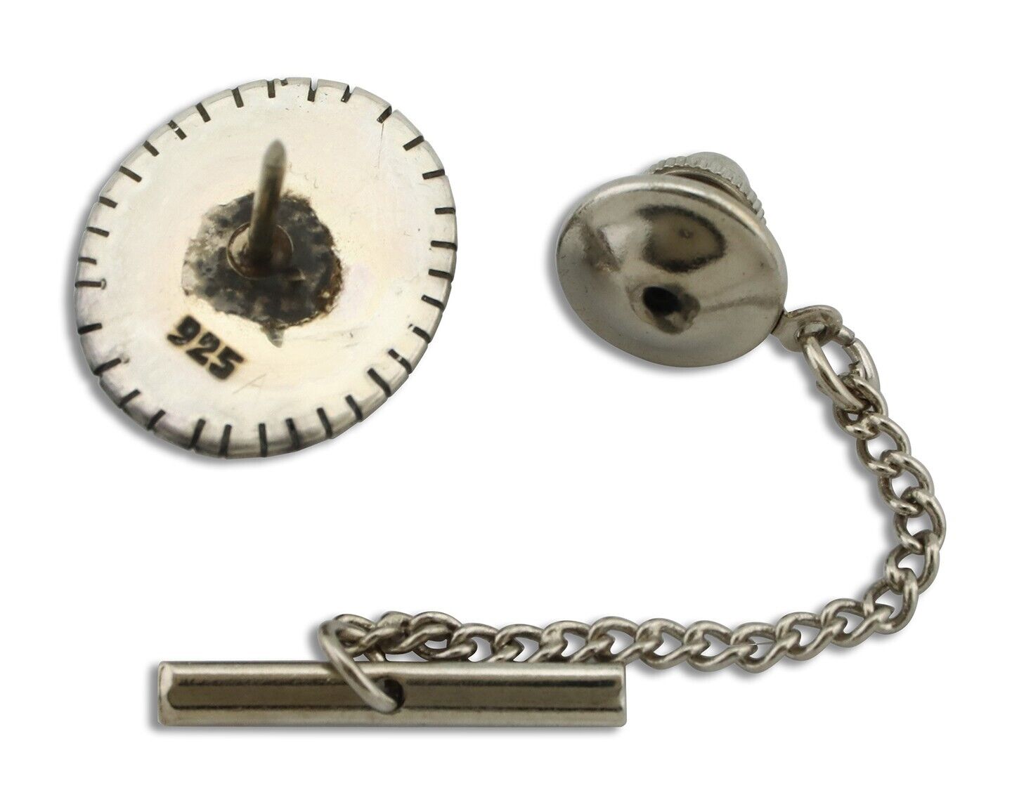 Navajo Tie Tack 925 Silver Natural Mined Turquoise Native American Artist C.80's