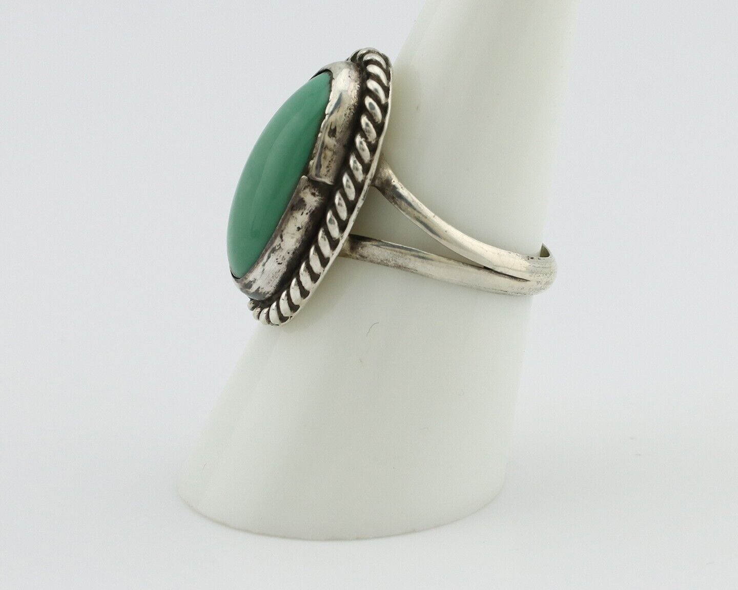Navajo Ring 925 Silver Kingman Turquoise Artist Signed M Montoya C.80's