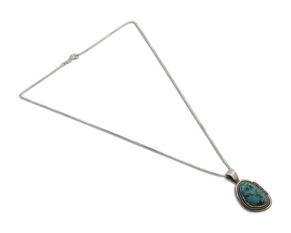 Navajo Necklace 925 Silver Natural Blue Turquoise Artist Signed Mike Begay C.80s