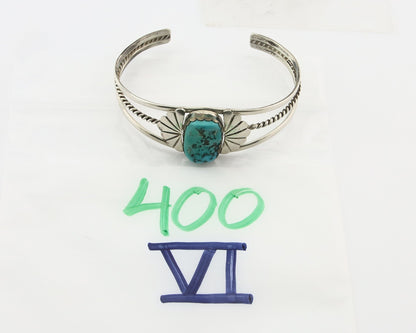 Vintage Navajo Bracelet 925 Silver Turquoise Handmade Signed L T Chee
