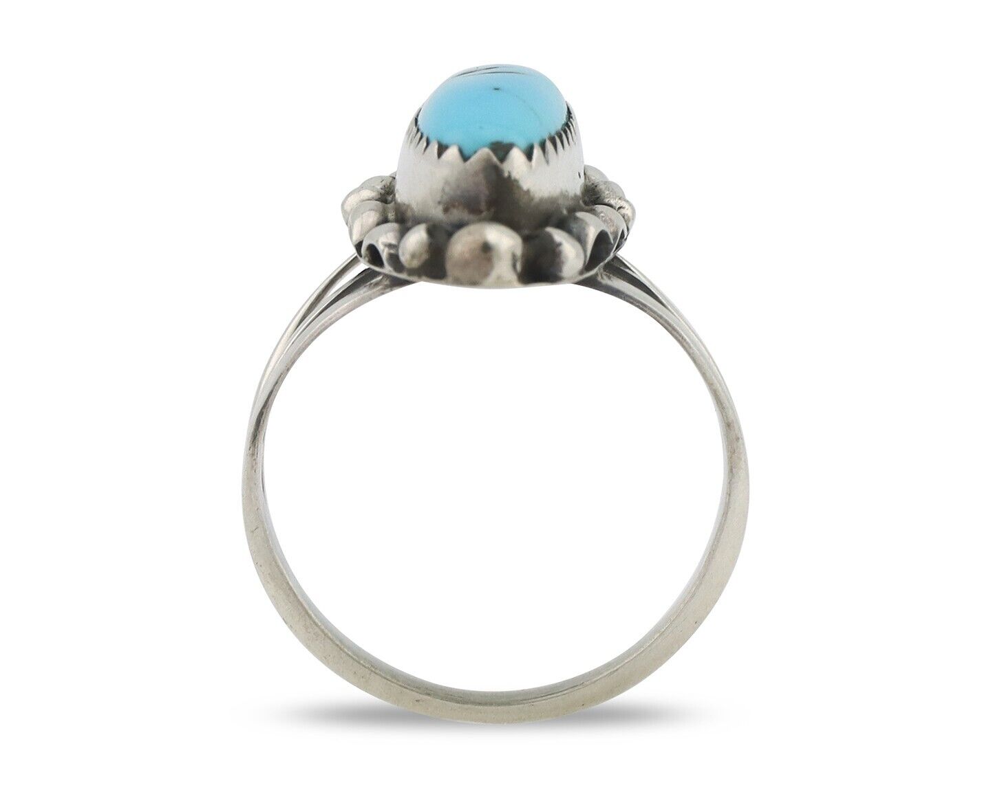 Navajo Ring .925 Silver Sleeping Beauty Turquoise Signed SkyStone Creations C80s
