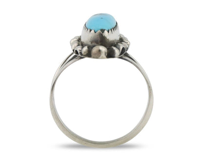 Navajo Ring .925 Silver Sleeping Beauty Turquoise Signed SkyStone Creations C80s