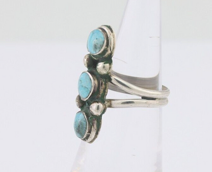 Navajo Ring 925 Silver Natural Turquoise Native American Artist C.80's
