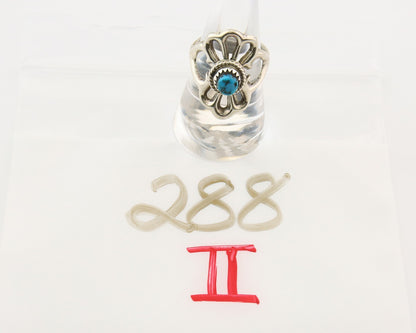 Navajo Concho Ring 925 Sterling Turquoise Native Artist C.80's Size 7.75