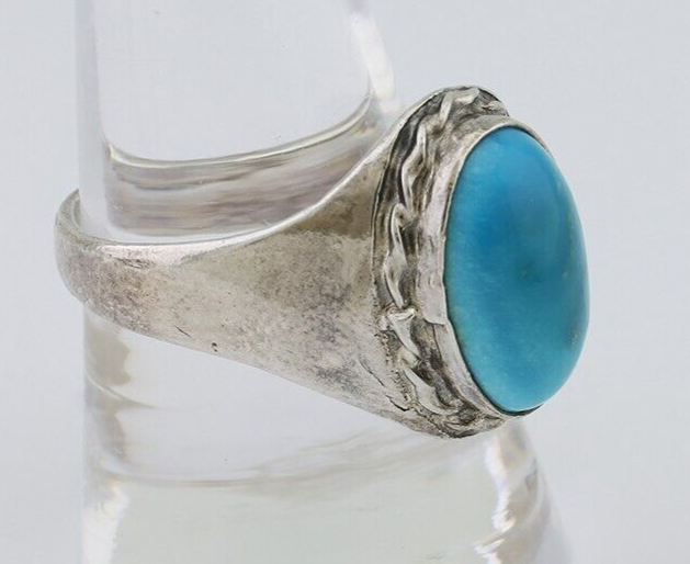 Navajo Ring 925 Silver Sleeping Beauty Turquoise Native Artist C.80's