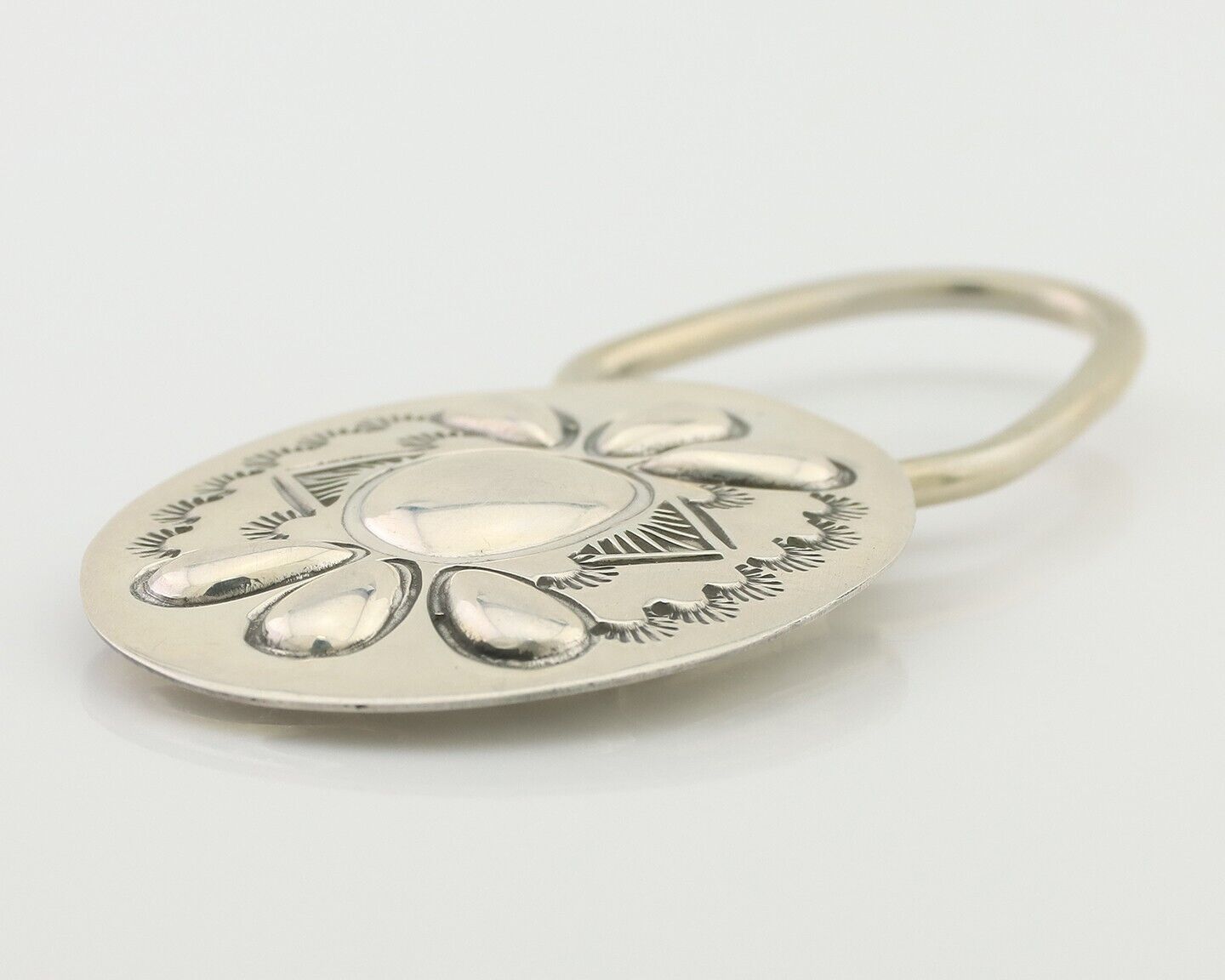 Navajo Hand Stamped Key Chain .925 Silver Handmade Native American Artist C.80's